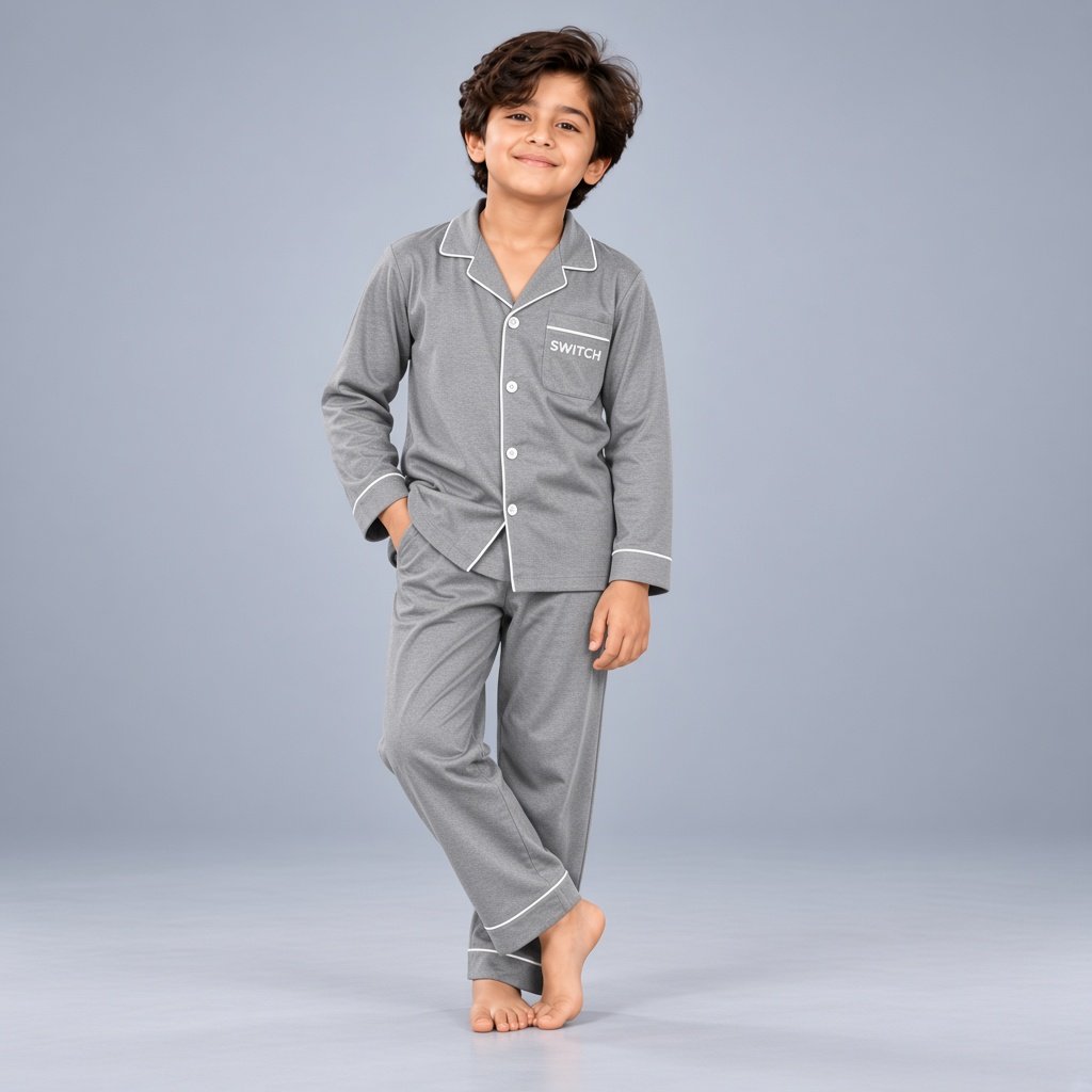 SWITCH Boys' Classic Night Suit - Grey