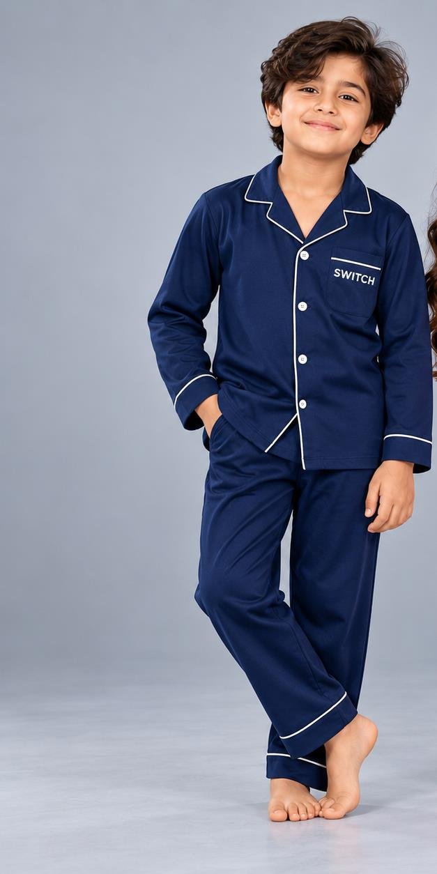 SWITCH Boys' Classic Night Suit - Navy
